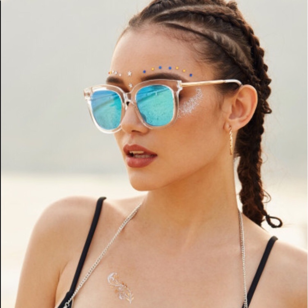 Clear Frame Mirror Lens Sunglasses